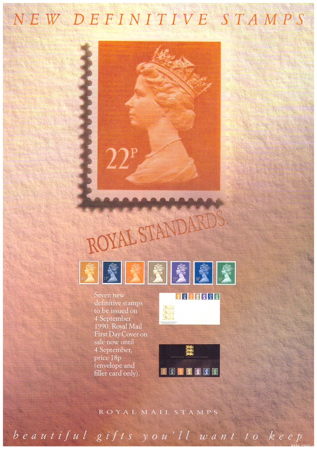 (image for) 1990 New Definitive Stamps Post Office A4 poster. RMS1290a. - Click Image to Close